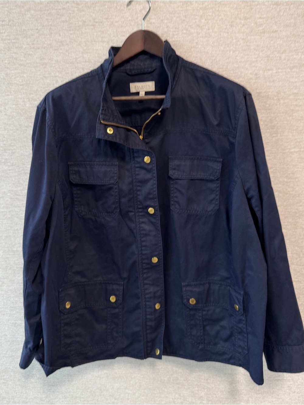 Talbots Navy Utility Jacket with Gold-Tone Buttons